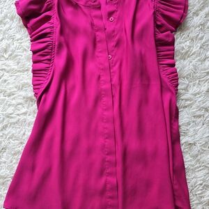 Express Fuchsia Ruffled Blouse